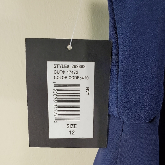 MARINA Solid Draped Jumpsuit Navy Blue Size 8 & 12 - Picture 5 of 6
